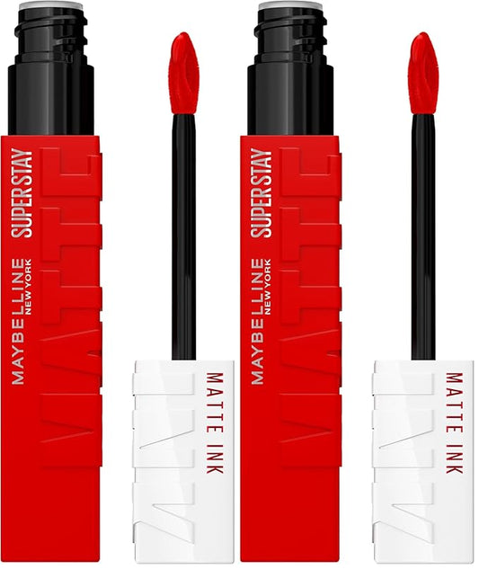 MAYBELLINE SPステイ マットインク リキッド リップスティック メイクアップ、長時間持続 高発色、最長16時間、ダンサー、ブリックレッド、1個、パッケージが異なる場合があります (2個パック)