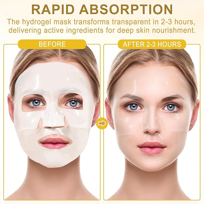 Snail Mucin Glass Glow Hydrogel Mask, Collagen Face Masks Skincare, Collagen Night Wrapping Mask, Korean Facial Masks Skin Care (4 PCS)