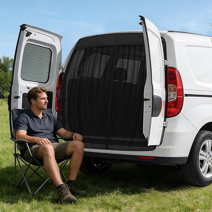 Magnetic Van Screen for Ram Promaster City 2015-2025 - Mosquito Net with Zipper for Back Door - 60" H x 60" W