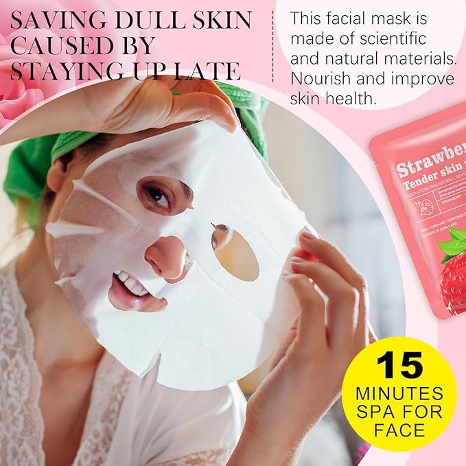 10 Pcs Sheet Face Masks Skincare for Most Skin Types, Combo Essence Hydraiting Facial Mask Set for Women Skin Care, Gifts Set for Home Spa