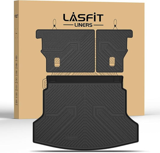 LASFIT Cargo Mat with Backrest Mat for Honda CRV 2012-2016, Custom Fit Trunk Mat, Waterproof All Weather, Kid & Pet Friendly, Easy Clean for Family Use, Black