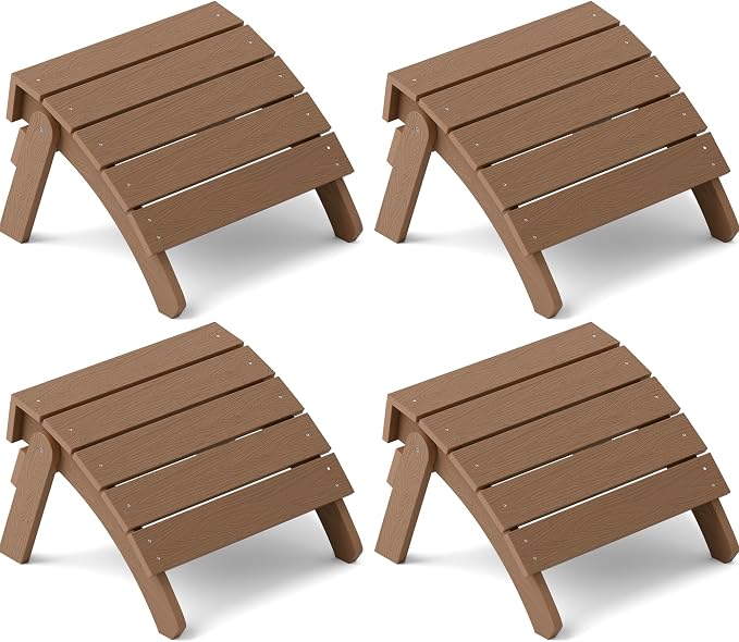 YEFU Adirondack Ottoman, Patio Foot Rest, Adirondack Foot Rest (4-Piece Folding Adirondack Ottoman, Teak)