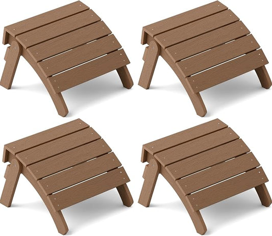 YEFU Adirondack Ottoman, Patio Foot Rest, Adirondack Foot Rest (4-Piece Folding Adirondack Ottoman, Teak)