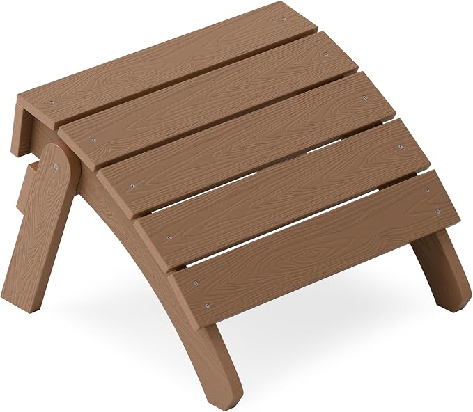 YEFU Adirondack Ottoman, Patio Foot Rest, Adirondack Foot Rest, Folding Adirondack Footstool for Outdoor, Porch, Backyard, Garden, Fire Pits-Teak