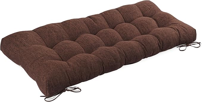 Bench Cushion for Indoor Furniture 48x19 inch Rectangle Bench Seat Cushion for Bay Window Entryway Bench Thick Textured Chair Cushion with Non-Slip Backing 1 Pack, Coffee