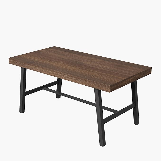 GarveeHome Industrial Dining Table for 2-4, 55" Heavy Duty Rectangular Kitchen Table with 2"×2" Metal Legs, Small Space Dining Table for Kitchen, Dining Room (Brown, 55" Non-extendable)
