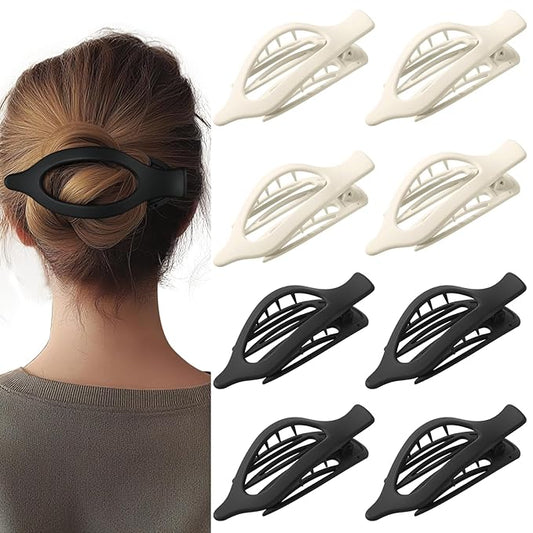 8個パック 白黒フラットヘアクリップ – 女性用マットフレンチクロークリップ、普段使いに最適なニュートラルな滑り止めヘアアクセサリー、仕事や学校に使える強力ホールドのミニマリストバレッタ