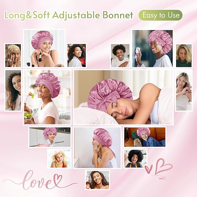 Bonnet Queen シルクボンネット サテンボンネット 結び紐付き 睡眠用ナイトキャップ 女性用