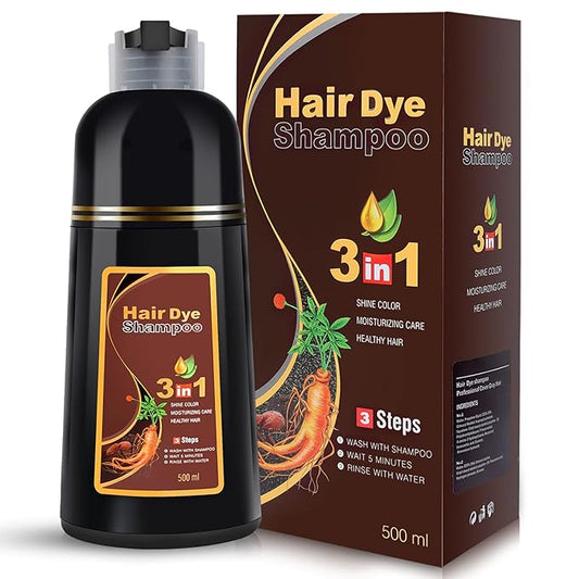 IIIMEIDU Dark Burgundy Hair Dye Shampoo 3 in 1 for Grey Coverage, Herbal Ingredients Shampoo Hair Dye for Women Men 500ml