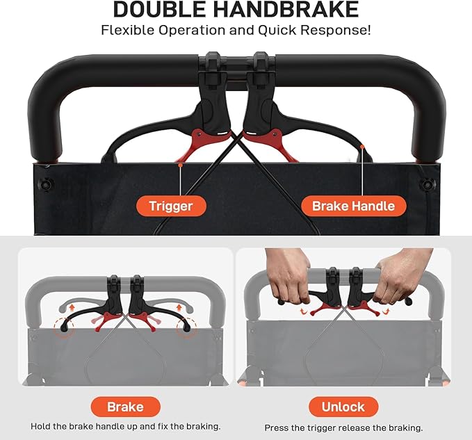 IDEALHOUSE Lightweight Foldable Wheelchair for Adults, Portable Travel Chair with Removable Flip-Up Armrests, Adjustable Swing-Away Footrests, Hand-Operated Brakes, for Indoor & Outdoor Use, Orange