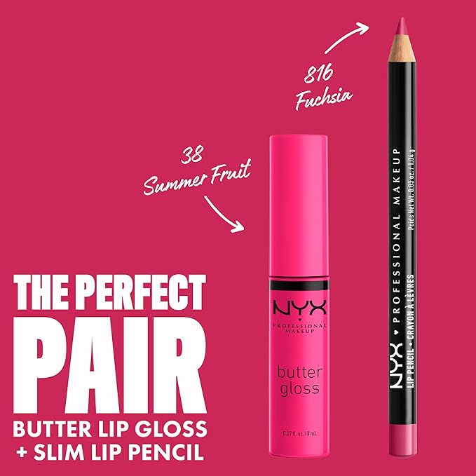 NYX PROFESSIONAL MAKEUP バターグロス、ベタつかないリップグロス - サマーフルーツ（ホットピンク）