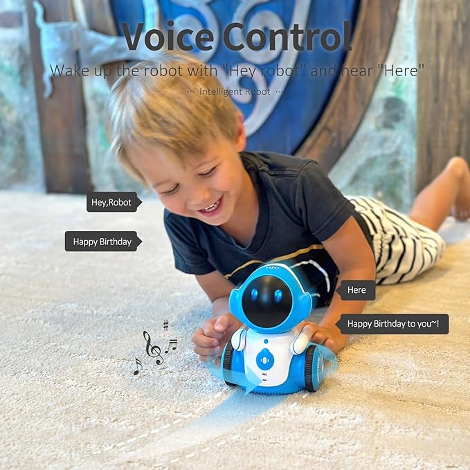GILOBABY Interactive Robot for Kids Ages 3-8 – Rechargeable with Voice Control & Playback Mode – Educational Toy that Sings, Dances and Touch Control (Blue)