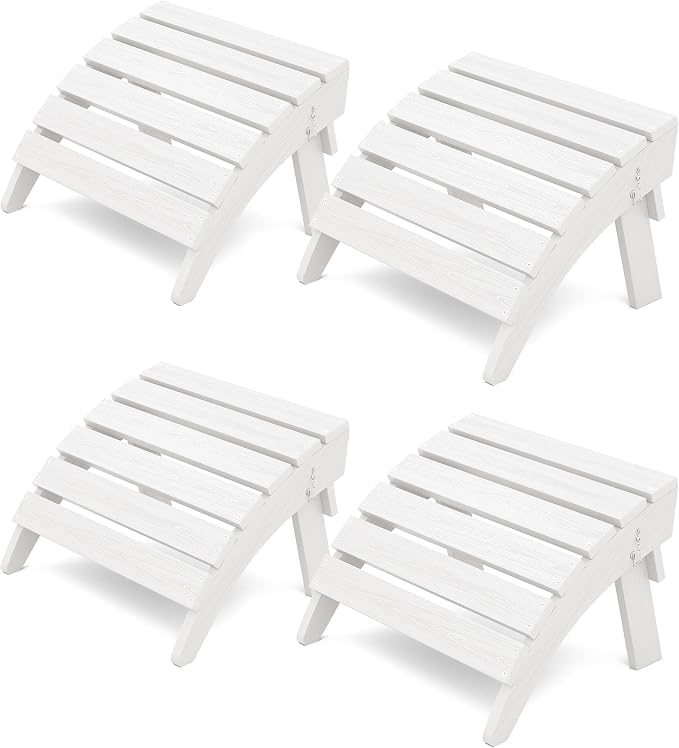 KINGYES Folding Adirondack Ottomans Set of 4 for Adirondack Chair, White
