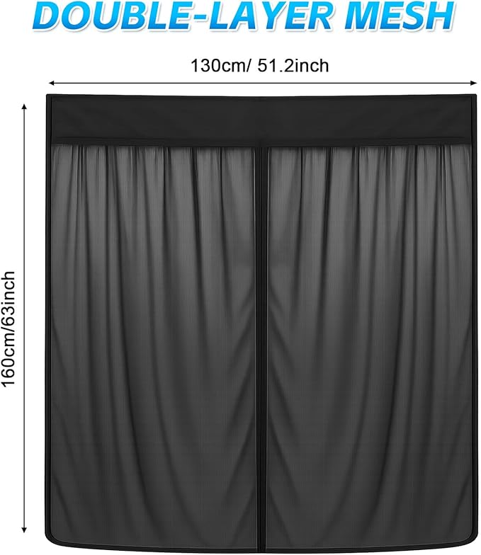 Magnetic Van Screen for Chevrolet Express/GMC Savana 1996-2025 - Mosquito Net with Zipper for Sliding Door - 55" H x 51" W