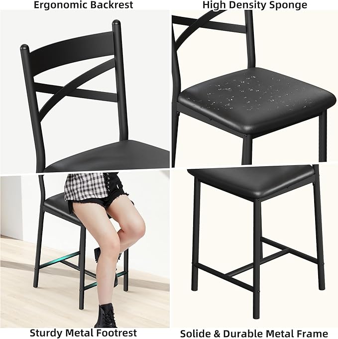 IDEALHOUSE 26" Counter Height Bar Stools Set of 2, Upholstered Bar Chairs with Back, Thick Cushion, Modern Counter Height Barstools for Kitchen Island, Apartment Counter, Dining Room Bar (2)
