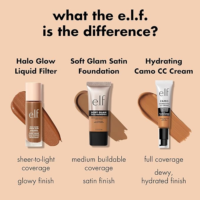 e.l.f. ソフトグラムファンデーション、ミディアムカバー、ロングラスティング、重ね塗り可能でなめらかなサテン仕上げ、ヴィーガン＆クルエルティフリー、62 リッチウォーム