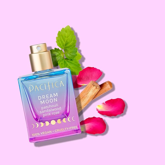 パシフィカ ドリーム ムーン ウィメンズ スプレー パフューム 1fl oz – 長持ちするフローラルウッディフレグランス – ローズ、パチョリ、サンダルウッド – 100%ヴィーガン、クルエルティフリー、フタル酸エステル不使用