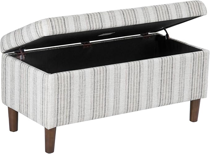 HomePop Malmo Bench - Gray Striped Pattern