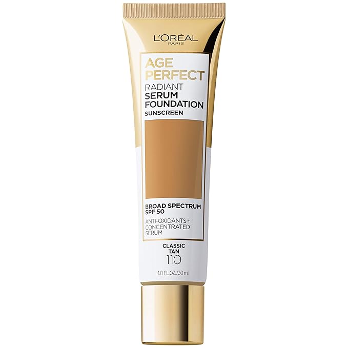 L'Oreal Paris Age Perfect Radiant Serum Foundation with SPF 50, Classic Tan, 1 Ounce