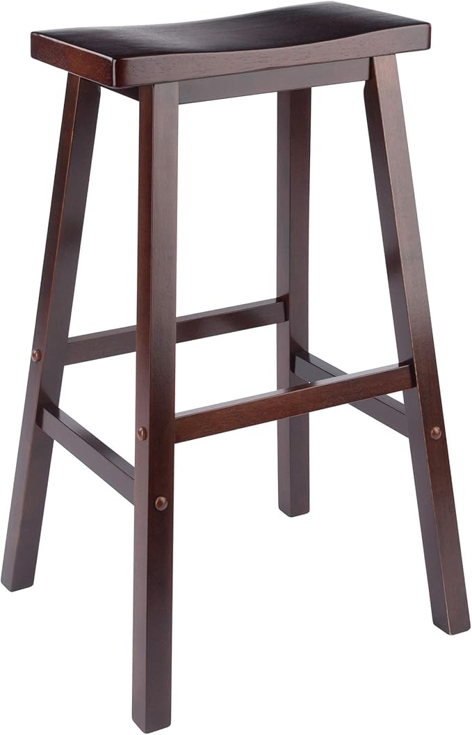 Winsome Satori Saddle Seat Counter Stool, 29" in Black, Classic Backless Bar Chairs for Kitchen & Dining Room Seating, Timeless Essential Furniture for Home, Dorm, Apartments