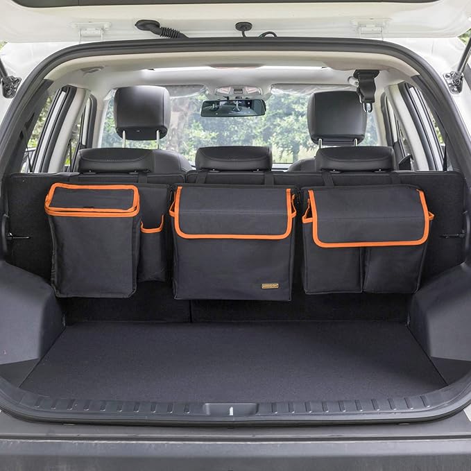 Deluxe Trunk and Backseat Organizer for Medium or Large Size SUVs & RVs, Detachable Storage Modules with Built-in Cooler, Patent Pending