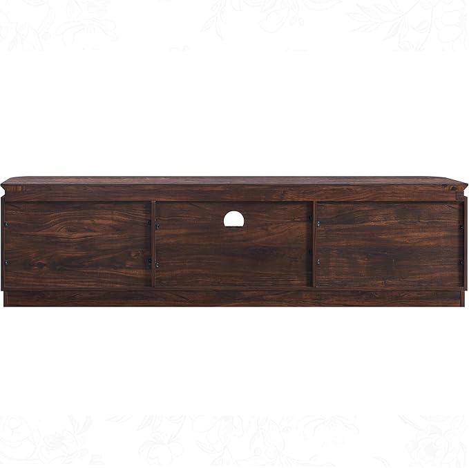 70" Fluted TV Stand for TVs Up to 80", Mid Century Modern Entertainment Center with Drawer, Storage Cabinet, Open Shelf, Wood Low Profile Media TV Console for Livingroom, Dark Walnut