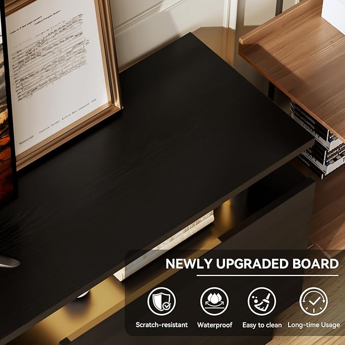 90" TV Stand for Living Room, Large Entertainment Center & Media Console, Fits TVs up to 100", Storage Cabinet with Shelves, 50" Electric Fireplace