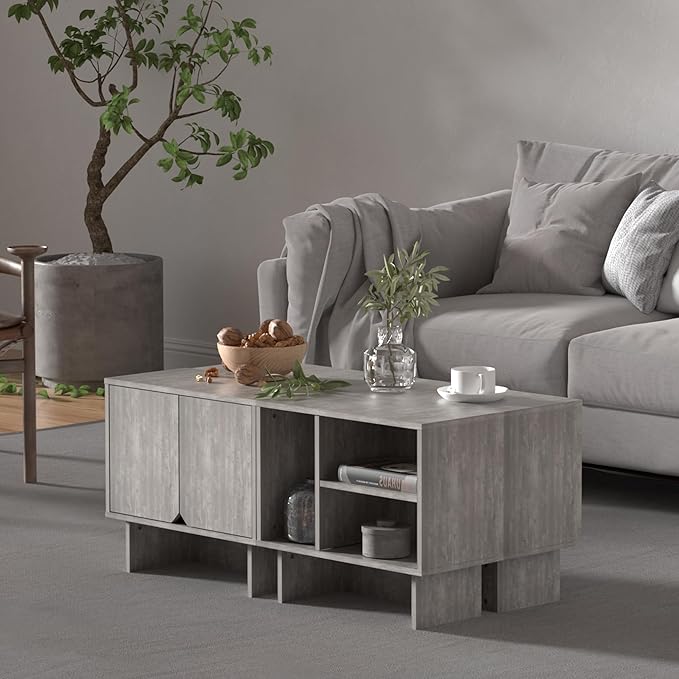 Lab Cosi TV Stand for TVs up to 100 Inch,4pcs Modular TV Hutch with Adjustable Shelf,Entertainment Center with Cabinets,Media Console for Living Room,Dining Room,Bedroom, Grey