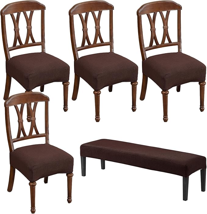 CRFATOP Jacquard Dining Room Chairs Seat Covers Set of 4 with Soft Bench Chair Cover Stretch Kitchen Chair Slipcover Washable Seat Cushion Slipcover Protector for Hotel Ceremony Banquet Wedding,B16