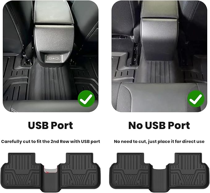 LASFIT Floor Mats for Honda Civic 2022-2025 2026 Sedan Hatchback Si (Include Sport), with&w/o USB Port | for Acura Integra 2023-2026, All Weather Car Floor Liners, 1st & 2nd Row, Black