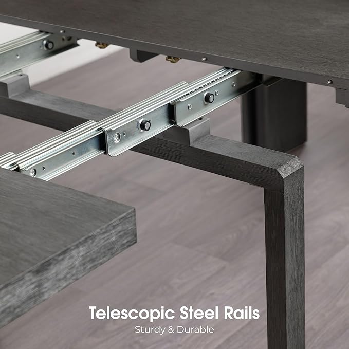 Transformer Table - Solid Wood Extendable Dining Table, Seats 2-12, Expandable Dining Room Table, Space-Saving Furniture, Kitchen and Dining Room Furniture (Dark Grey, Table + Bench)
