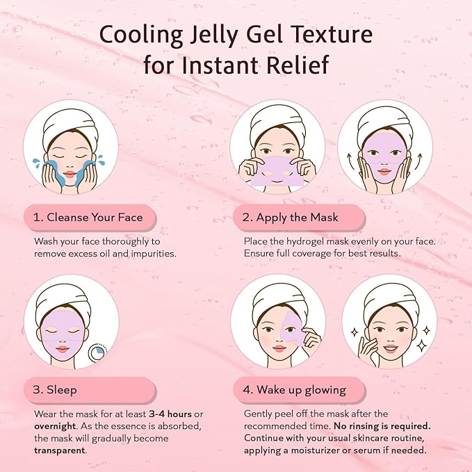 Salmon DNA PDRN Collagen Face Mask – Korean Face Mask for Glass Skin – Collagen Face Masks Skincare Overnight Hydrogel – Firming, Hydrating Face Masks, Pink Collagen Mask 4-Pack