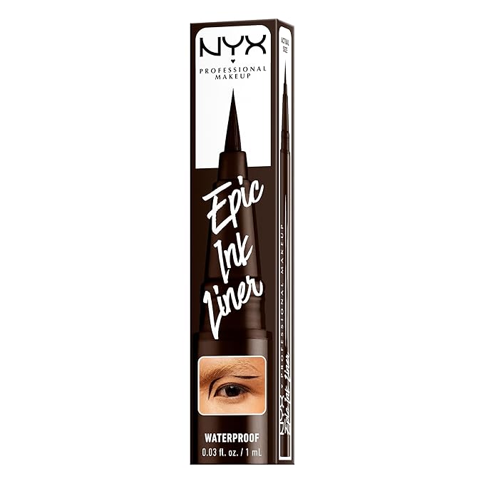 NYX PROFESSIONAL MAKEUP エピックインクライナー、ウォータープルーフ リキッドアイライナー（ヴィーガン処方） - ダークチョコレート（ダークブラウンマット）