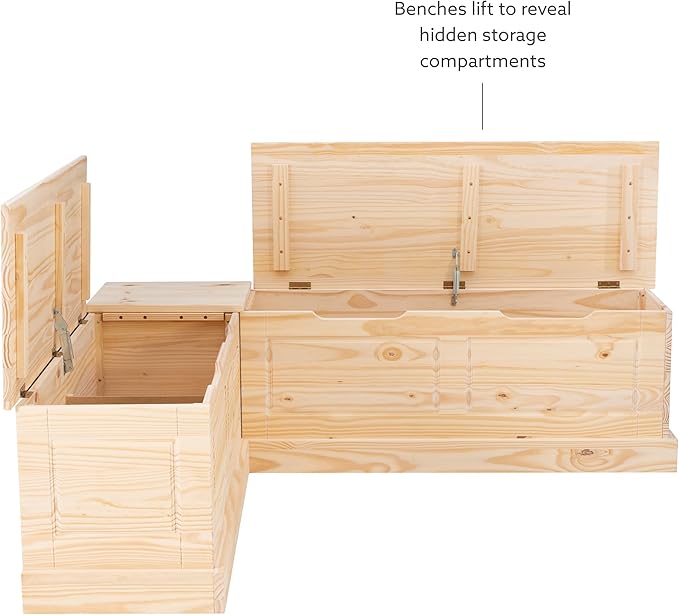 Linon Harris Unfinished Wood Backless Nook with Interior Storage