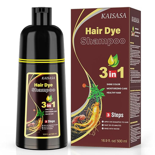 Dark Brown Hair Dye Shampoo 3 in 1 for Gray Hair, Hair Color Shampoo for Women Men Grey Hair Coverage 500ml (Dark Brown)