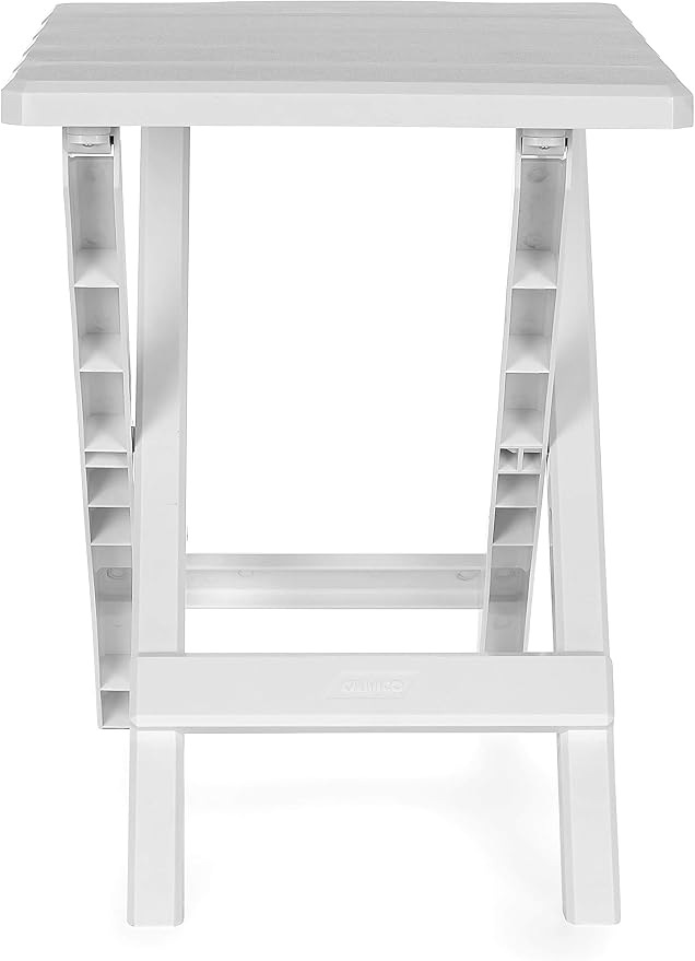 Camco Adirondack Style Folding Plastic Large Table with Footrest Design and Easy to Setup Construction for Indoor or Outdoor Use, White