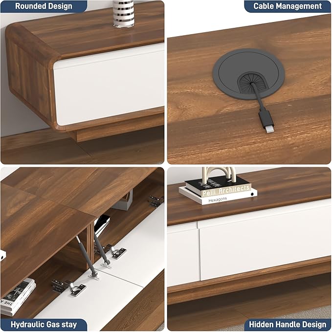 chartustriable 94.5" Minimalist Floating TV Stand for TVs up to 100 Inches, Modern Wall Mounted Media Console with 2 Drawers, Entertainment Center for Living Room, Walnut and White
