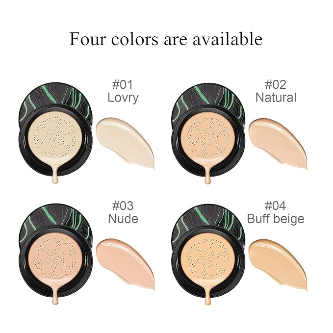 Air Cushion CC Cream Foundation Makeup, BB Cream Makeup, Color Correcting CC Cream, Tattoo cover up, Natural Full Coverage Foundation, Moisturizing Concealer Brighten,Even Skin Tone (2 PCS Nude)