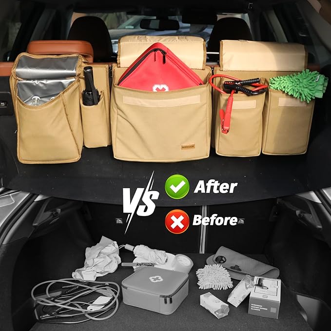 Deluxe Car Trunk and Backseat Organizer for Medium or Large Size SUVs & RVs, Detachable Storage Modules with Built-in Cooler, Patent Pending
