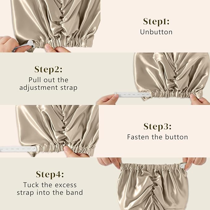 ZIMASILK 22 Momme Adjustable 100% Mulberry Silk Bonnet for Sleeping Women, Silk Hair Wrap for Hair Protection, That Reduces Falling Off (1Pc, Taupe)
