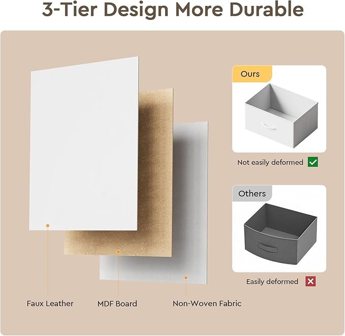 YeTom Vanity Desk with Mirror and Lights, Makeup Vanity Desk with 4 Fabric Drawers & Storage Shelves & Side Table, 3 Color Modes & Adjustable Brightness, White Vanity, Bedroom Furniture