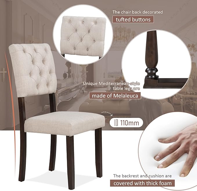 Harper & Bright Designs 6-Piece Dining Table and Chair Set with Special-Shaped Legs and Foam-Covered Seat Backs&Cushions for Dining Room (Espresso)
