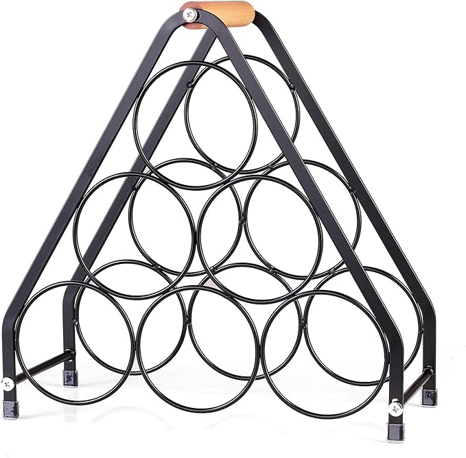 Countertop Wine Rack - 6 Bottle Freestanding Modern Gold Metal Small Wine Rack - 3 Tier Tabletop Wine Holder Stand for Cabinet, Pantry, Wine Bottle Storage