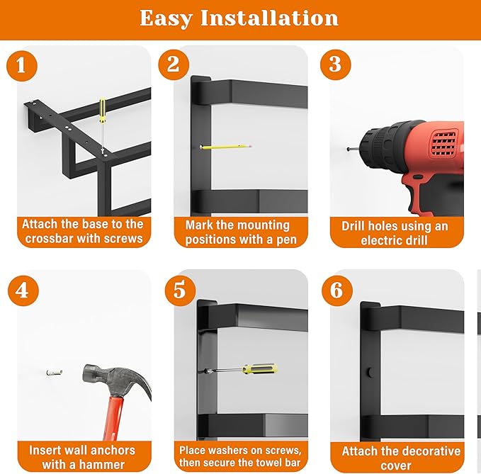 SEIDO 30 Inch 3-Tier Towel Rack, Heavy Duty Square Ladder Design Towel Bar Wall Mounted, Matte Black 304 Stainless Steel Rustproof Towel Holder for Bathroom, Kitchen, Laundry