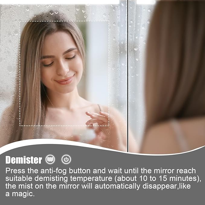 LED Medicine Cabinet,Bathroom Mirror Cabinet with Lights,24×28inch,Equip with Internal Light,Aluminum Construction,USB Shaver Socket,3 Color,Dimmer,Demister,Surface Mounted and Recess Mounted