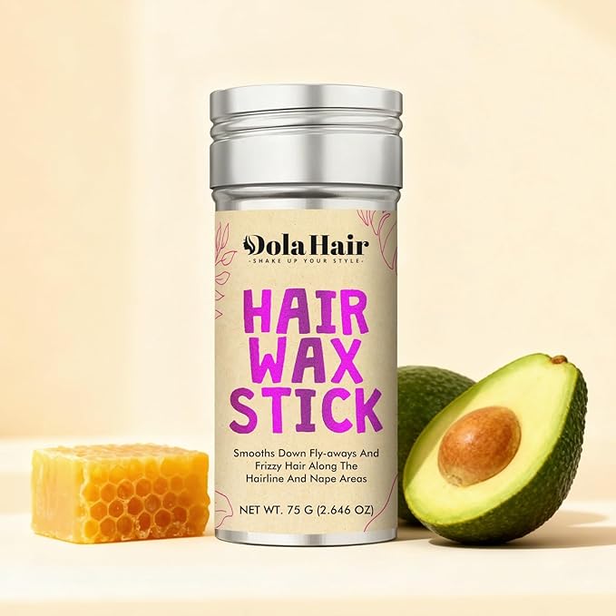 Dolahair ヘアワックススティック - アホ毛抑え・スタイリングポマード（子供、女性、男性向け） - ヘアアクセサリー スリックバックヘアブラシキット ヘアゴム20本付きヘアお団子メーカー (3個パック)