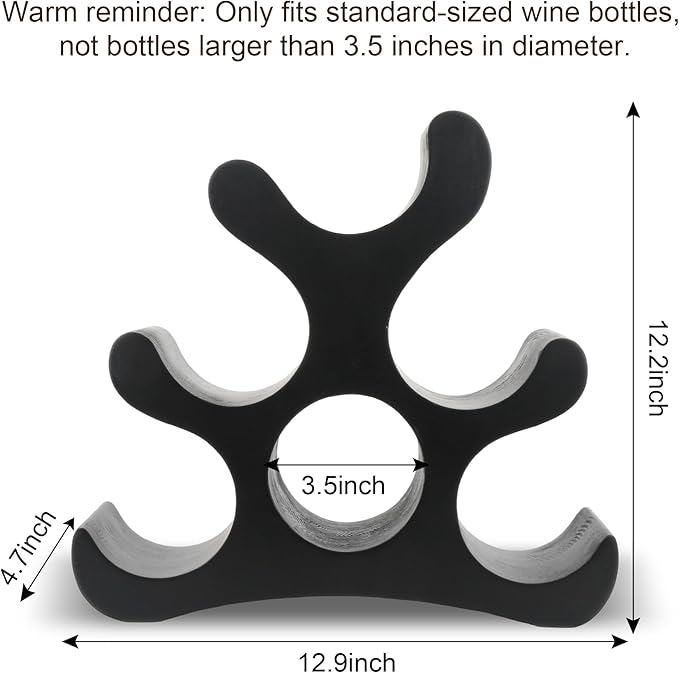 Countertop Wine Rack - 6 Bottle Wooden Wine Rack - Freestanding Wine Bottle Holder Stand - Wine Storage Rack for Cabinet Pantry Bar Kitchen