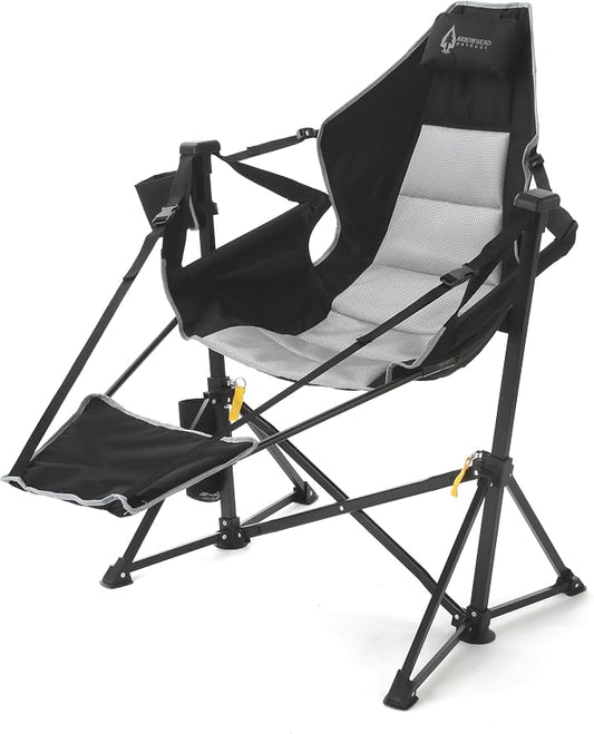 ARROWHEAD OUTDOOR Folding Hammock Chair, Heavy Duty Camping Seat with Removable Footrest, Padded Comfort, and 300lb Capacity