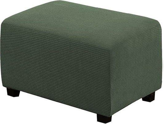 H.VERSAILTEX Ottoman Cover Slipcover Rectangle Fit Length 29'-34' Footrest Sofa Slipcovers Stool Cover Footstool Protector Covers Feature Stretch Thick Soft Jacquard Fabric Washable - Bronze Green