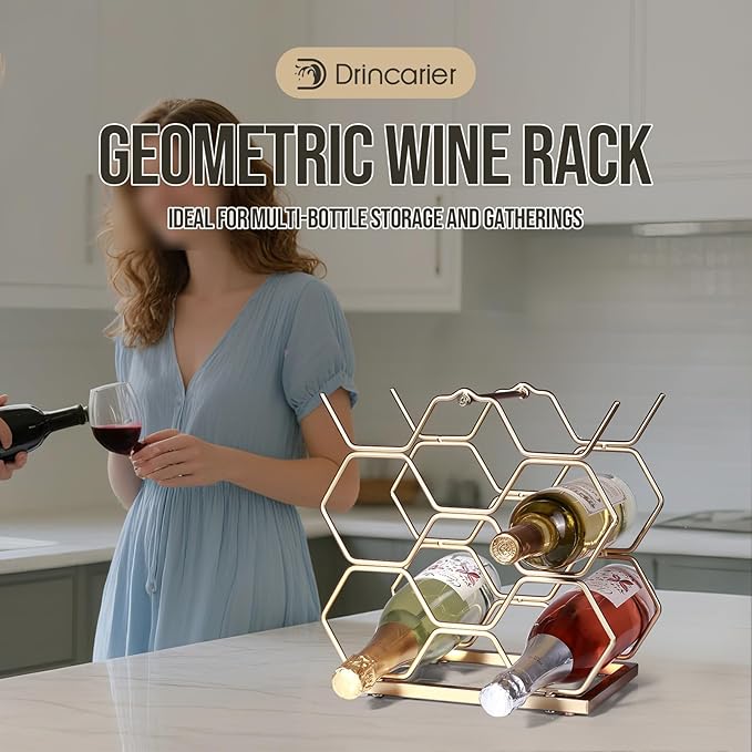 Small Wine Racks Countertop (8 Bottle Capacity),Metal Wine Bottle Holder Modern Gold for Home Kitchen Bar,Tabletop Wine Rack for Cabinet, Pantry, Wine Bottle Storage